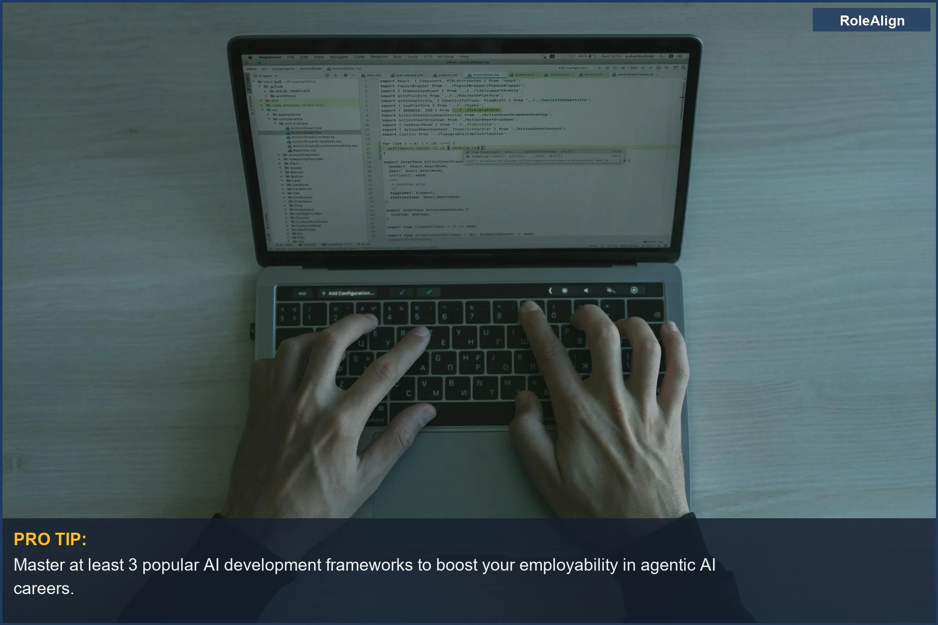 Close-up of programmer coding, showcasing modern software development for agentic AI careers.