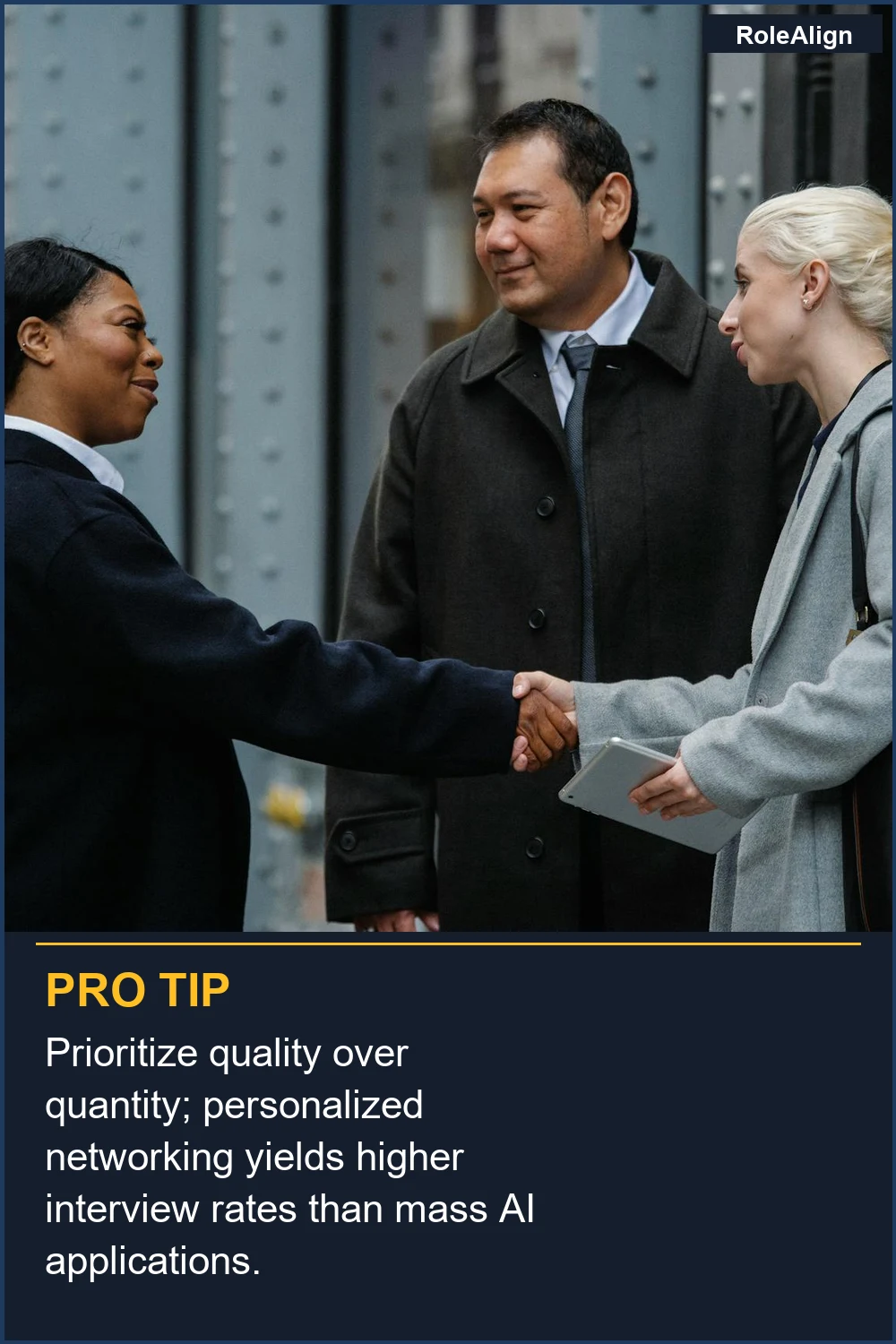 Prioritize quality over quantity; personalized networking yields higher interview rates than mass AI applications.
