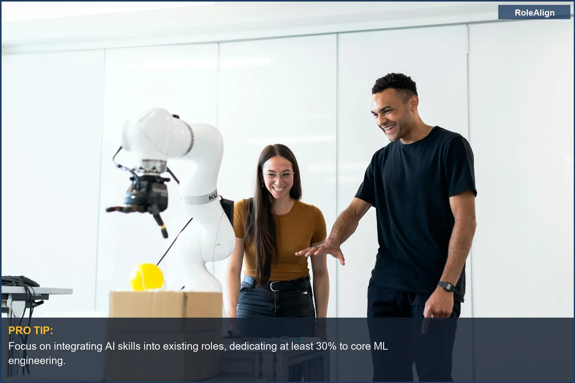 Engineers test futuristic robot prototype, highlighting emerging niche AI roles beyond prompt engineering.