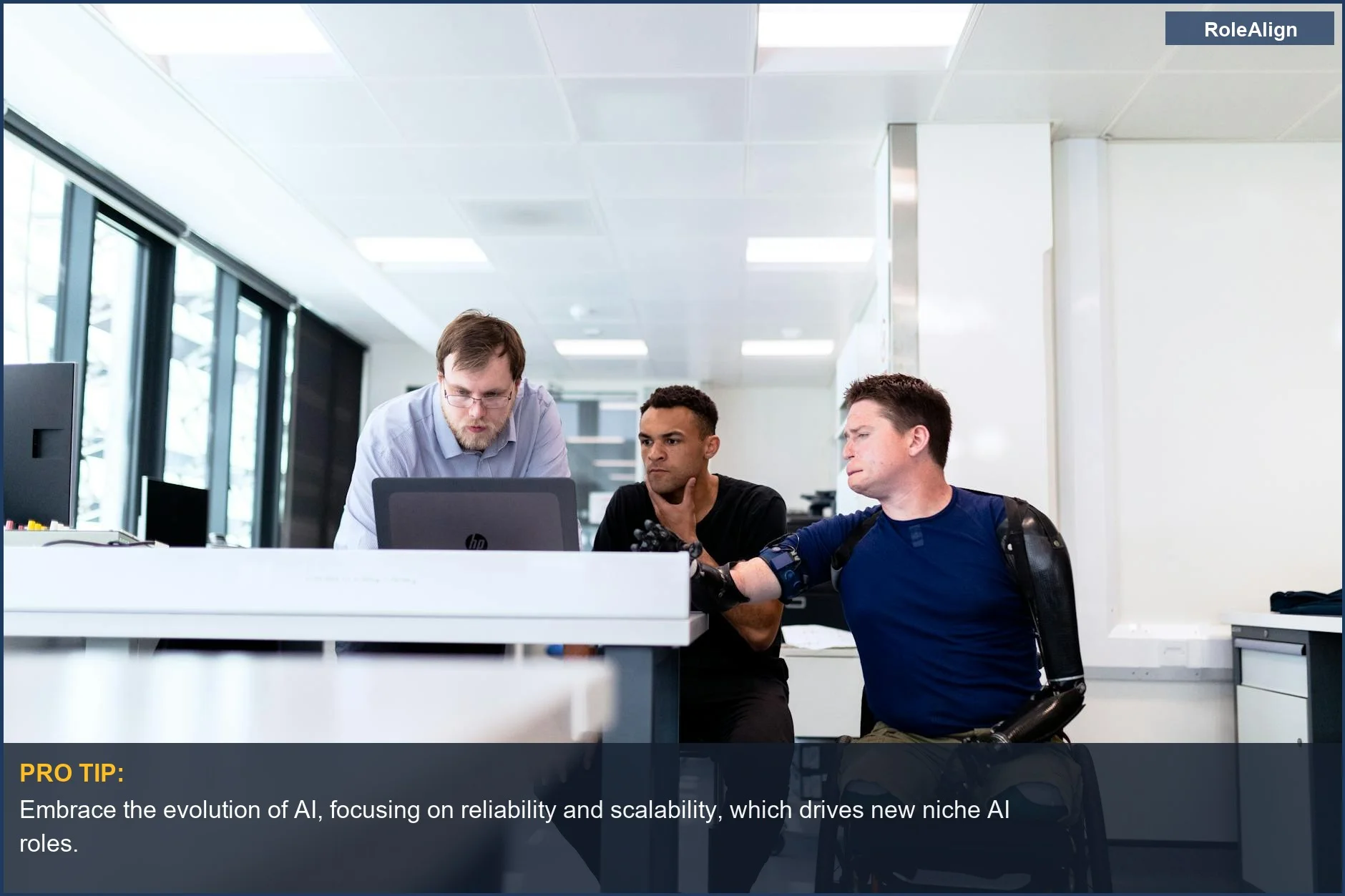 Team of professionals design prosthetic innovations, reflecting niche AI roles and the industry's evolution beyond basic generation.