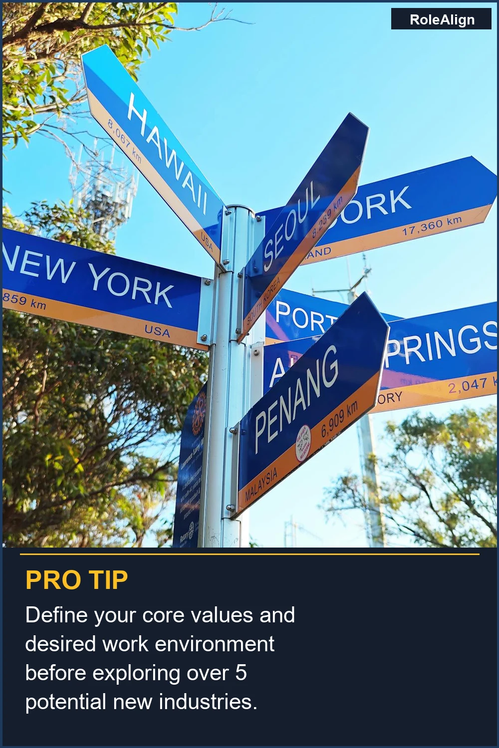 Define your core values and desired work environment before exploring over 5 potential new industries.