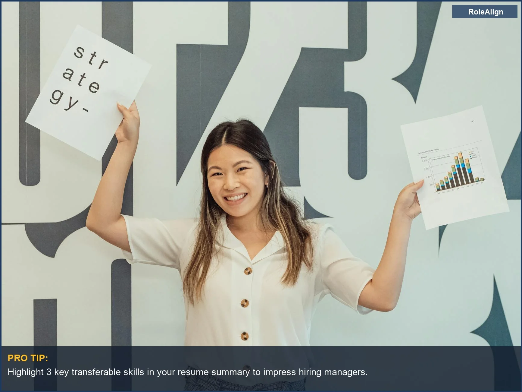 Enthusiastic woman in office celebrating a successful career pivot, showcasing professional growth.