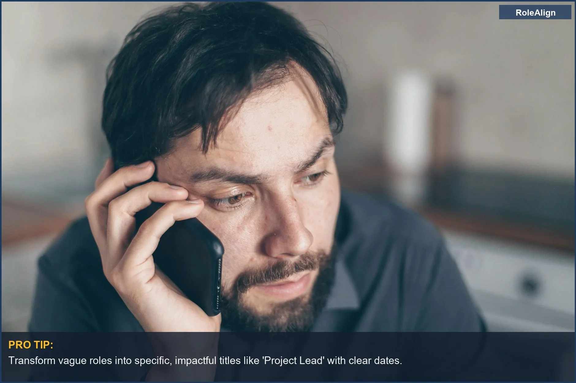 Man thoughtfully considering how to present non-traditional experience to AI.