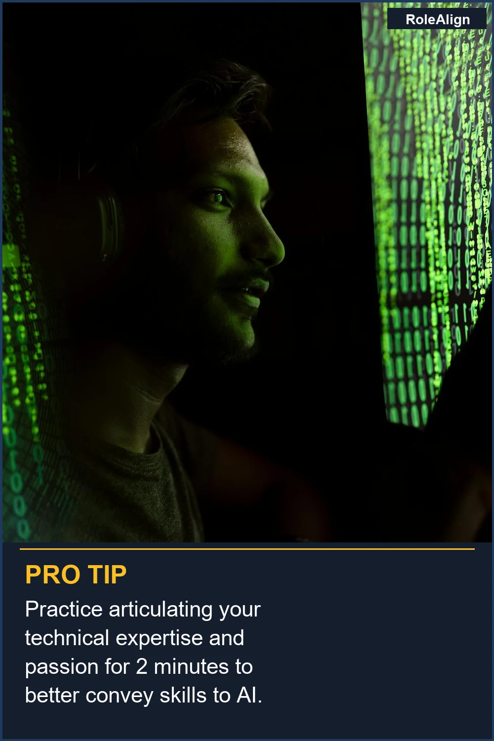 Practica la articulación de tu experiencia técnica y pasión durante 2 minutos para comunicar mejor tus habilidades a la IA.