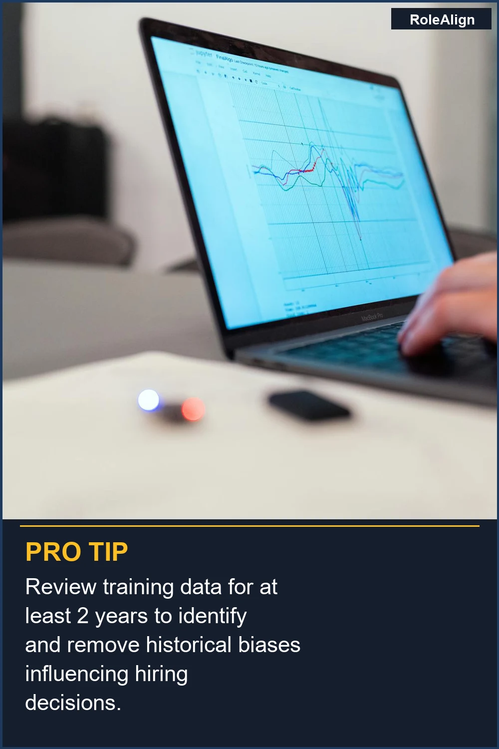 Review training data for at least 2 years to identify and remove historical biases influencing hiring decisions.