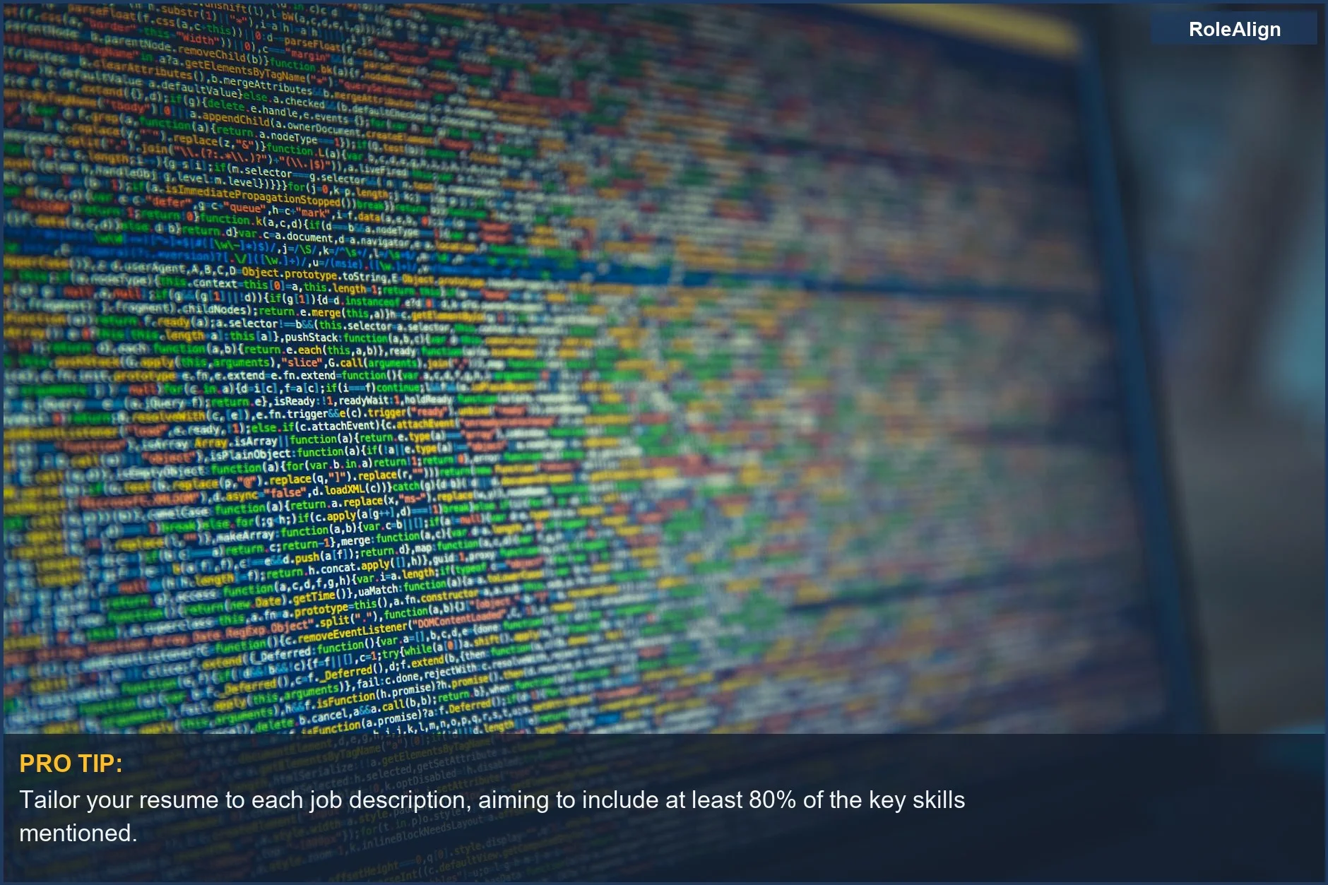 Detailed view of programming code on a screen, showing how ATS works by matching keywords to job descriptions.