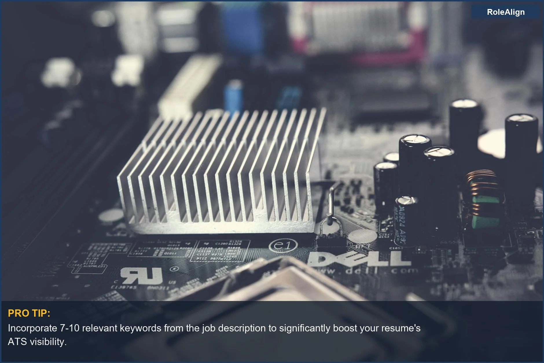 Detailed computer motherboard, symbolizing the intricate technology behind ATS keyword matching for resumes.