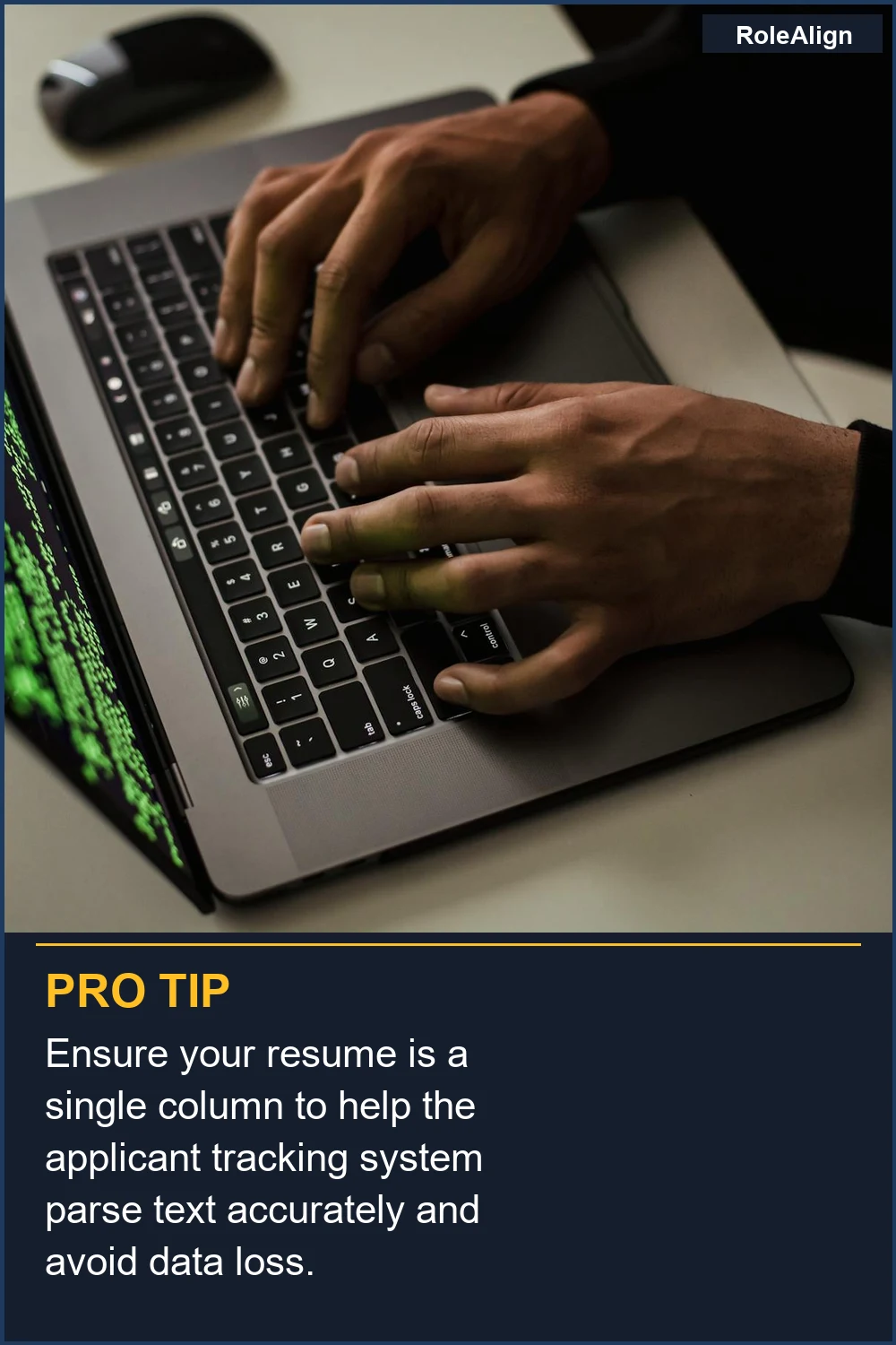 Asegúrate de que tu currículum sea de una sola columna para ayudar al sistema de seguimiento de candidatos a analizar el texto con precisión y evitar la pérdida de datos.