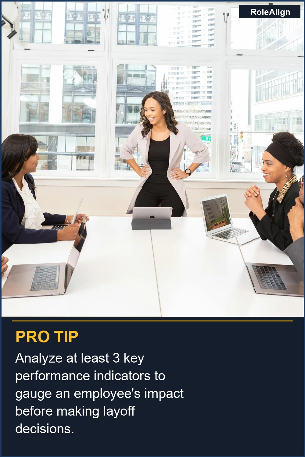 Analyze at least 3 key performance indicators to gauge an employee's impact before making layoff decisions.