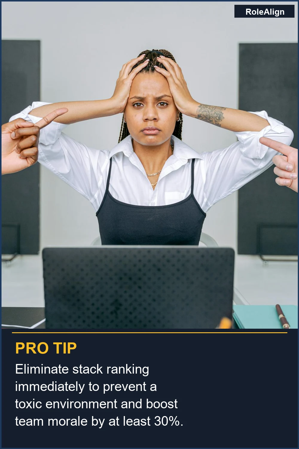 Eliminate stack ranking immediately to prevent a toxic environment and boost team morale by at least 30%.