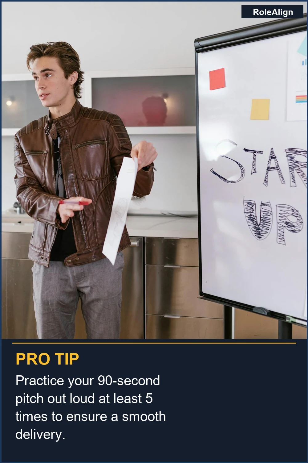 Practice your 90-second pitch out loud at least 5 times to ensure a smooth delivery.