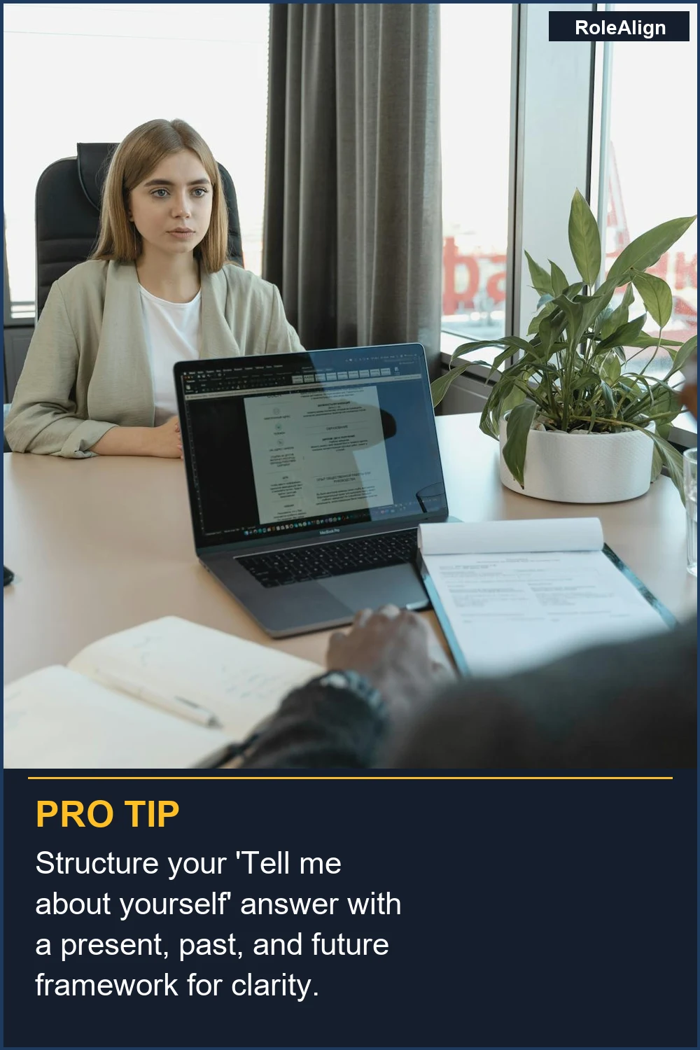 Structure your 'Tell me about yourself' answer with a present, past, and future framework for clarity.