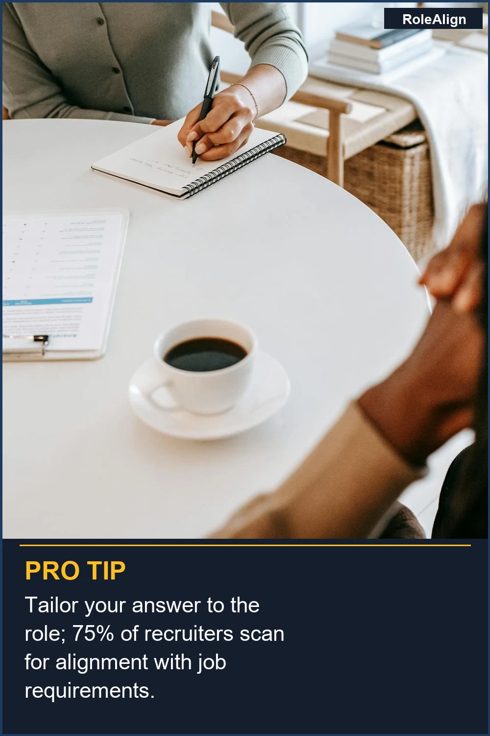 Tailor your answer to the role; 75% of recruiters scan for alignment with job requirements.