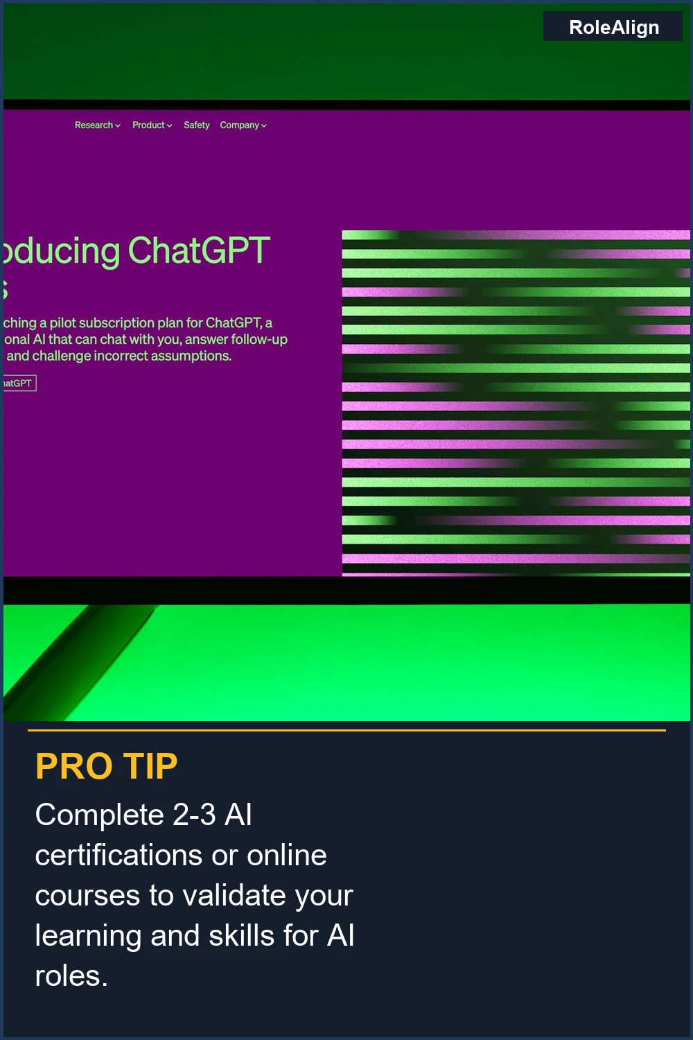 Complete 2-3 AI certifications or online courses to validate your learning and skills for AI roles.
