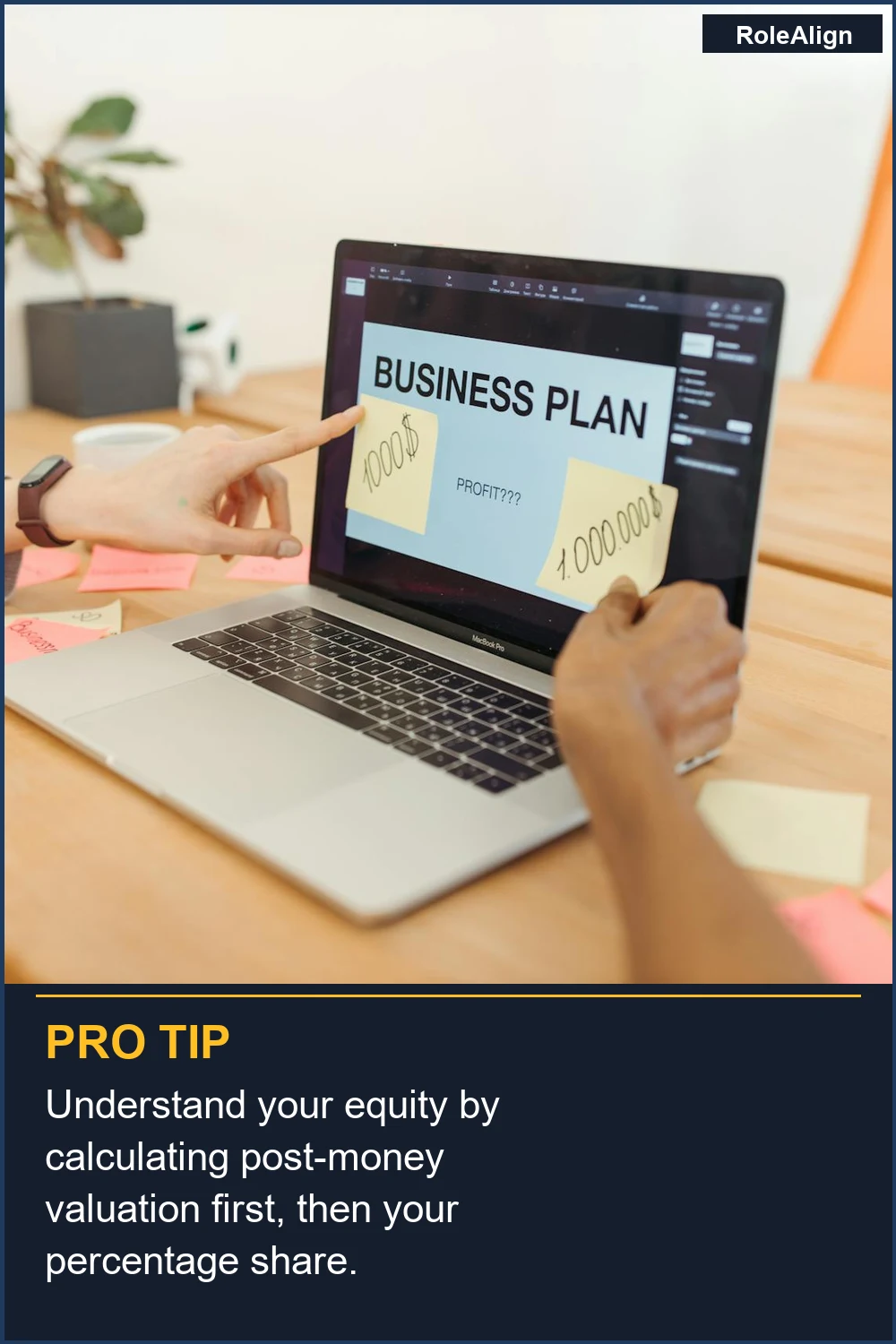 Comprende tu capital calculando primero la valoración post-money, luego tu porcentaje de participación.