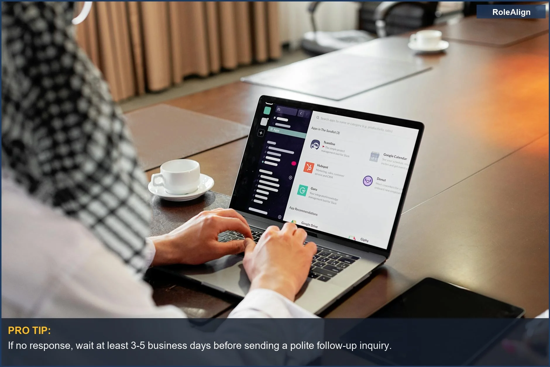 Businessman collaborating on a laptop, illustrating effective messaging for follow up after interview no response.
