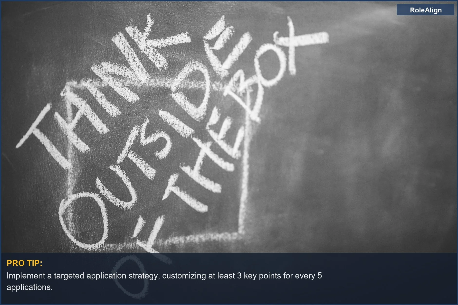 Chalkboard with 'Think Outside the Box' inspiring creative problem-solving for job search no connections.