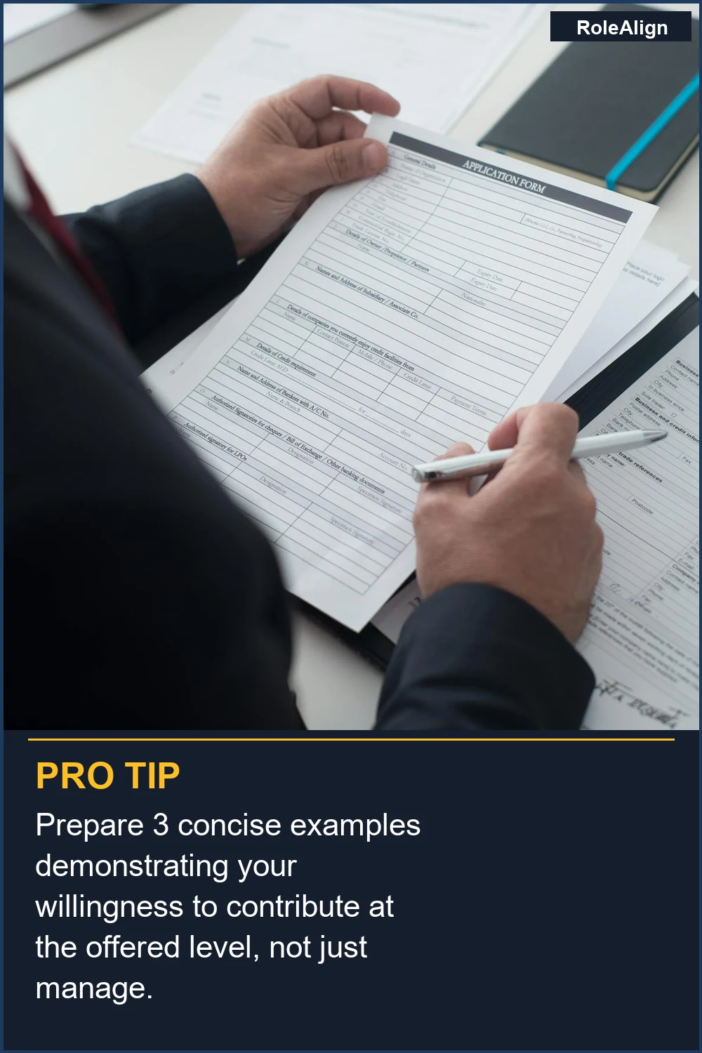 Prepare 3 concise examples demonstrating your willingness to contribute at the offered level, not just manage.