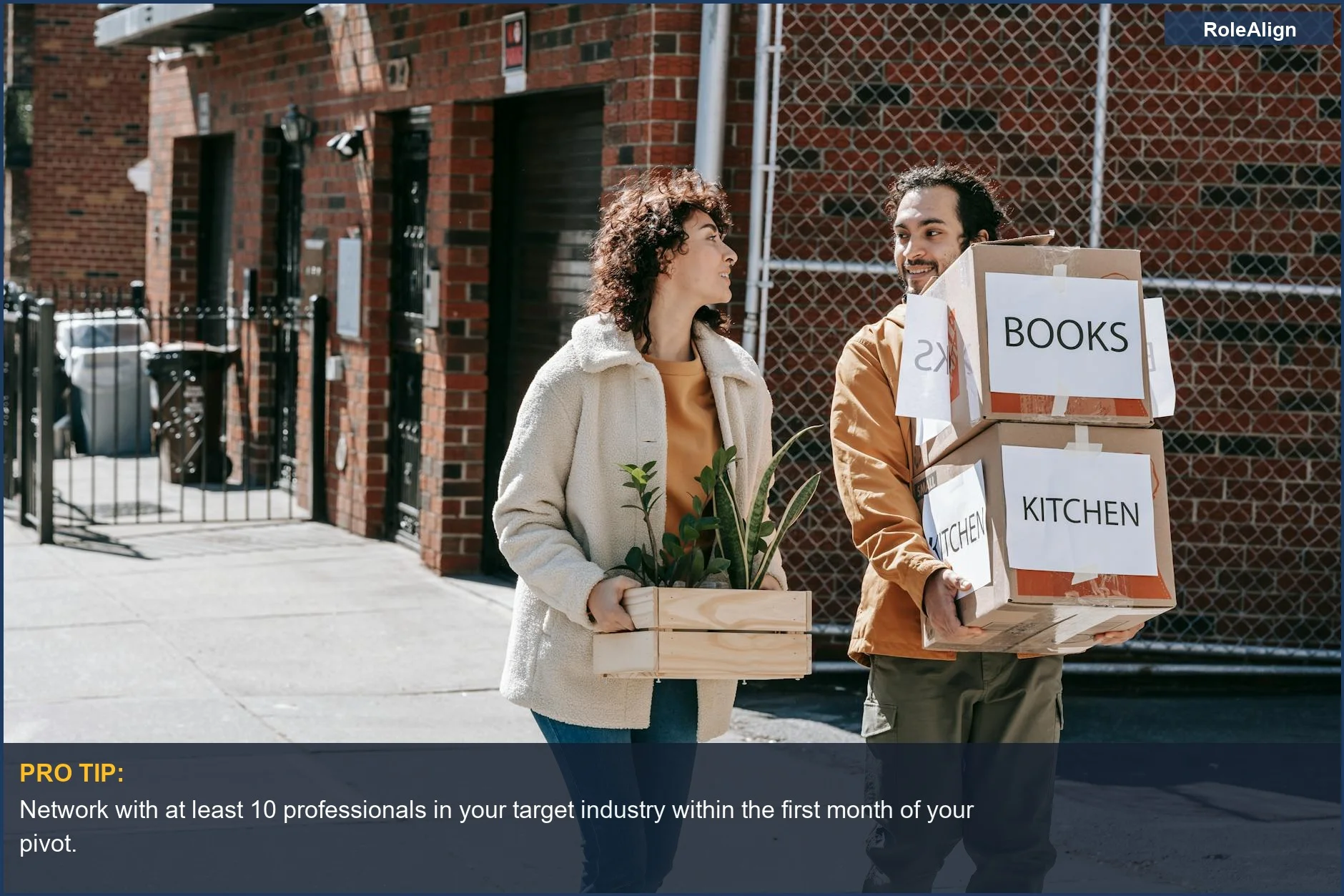 Couple happily moving into a new home, representing a fresh start and a successful career pivot.