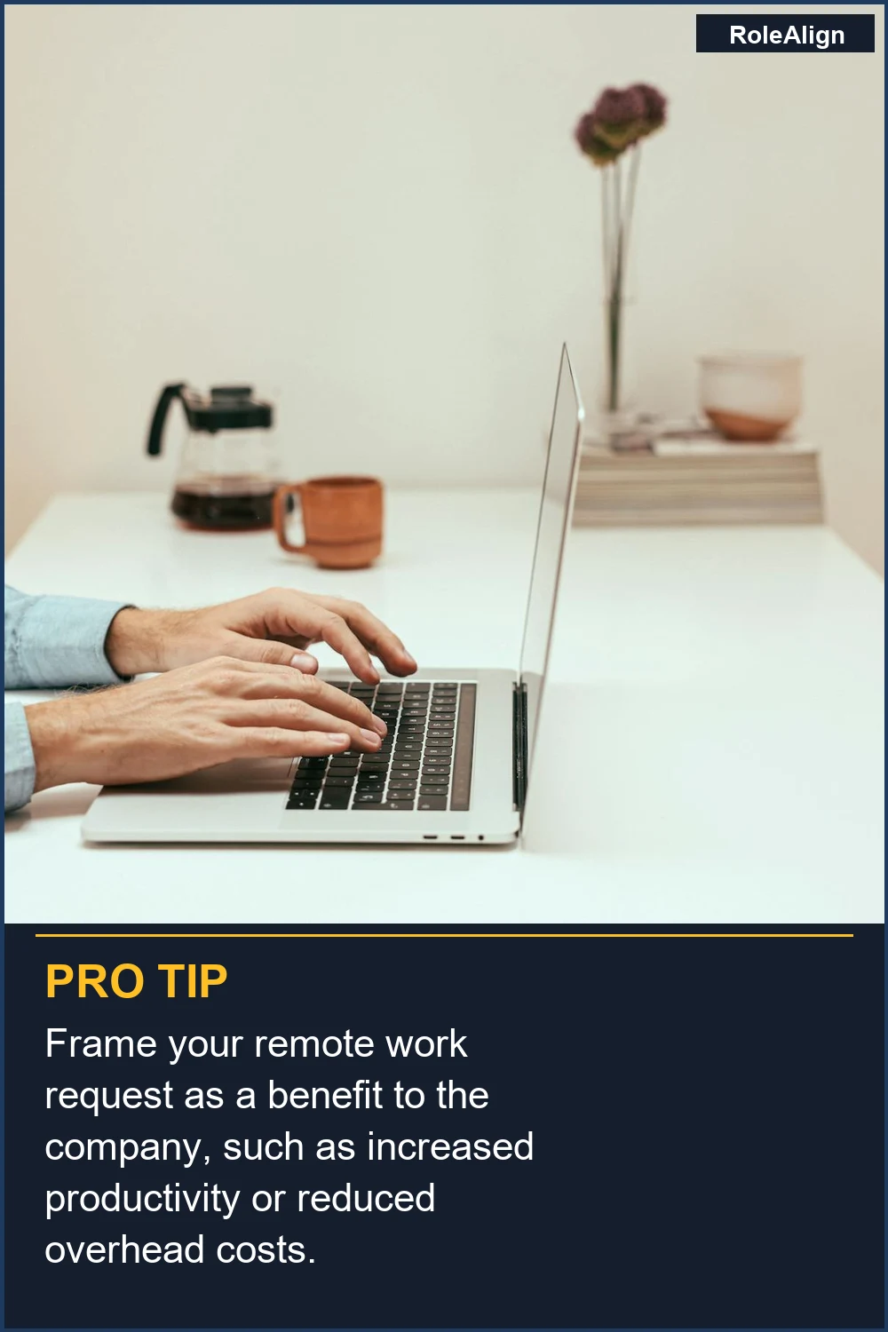 Frame your remote work request as a benefit to the company, such as increased productivity or reduced overhead costs.