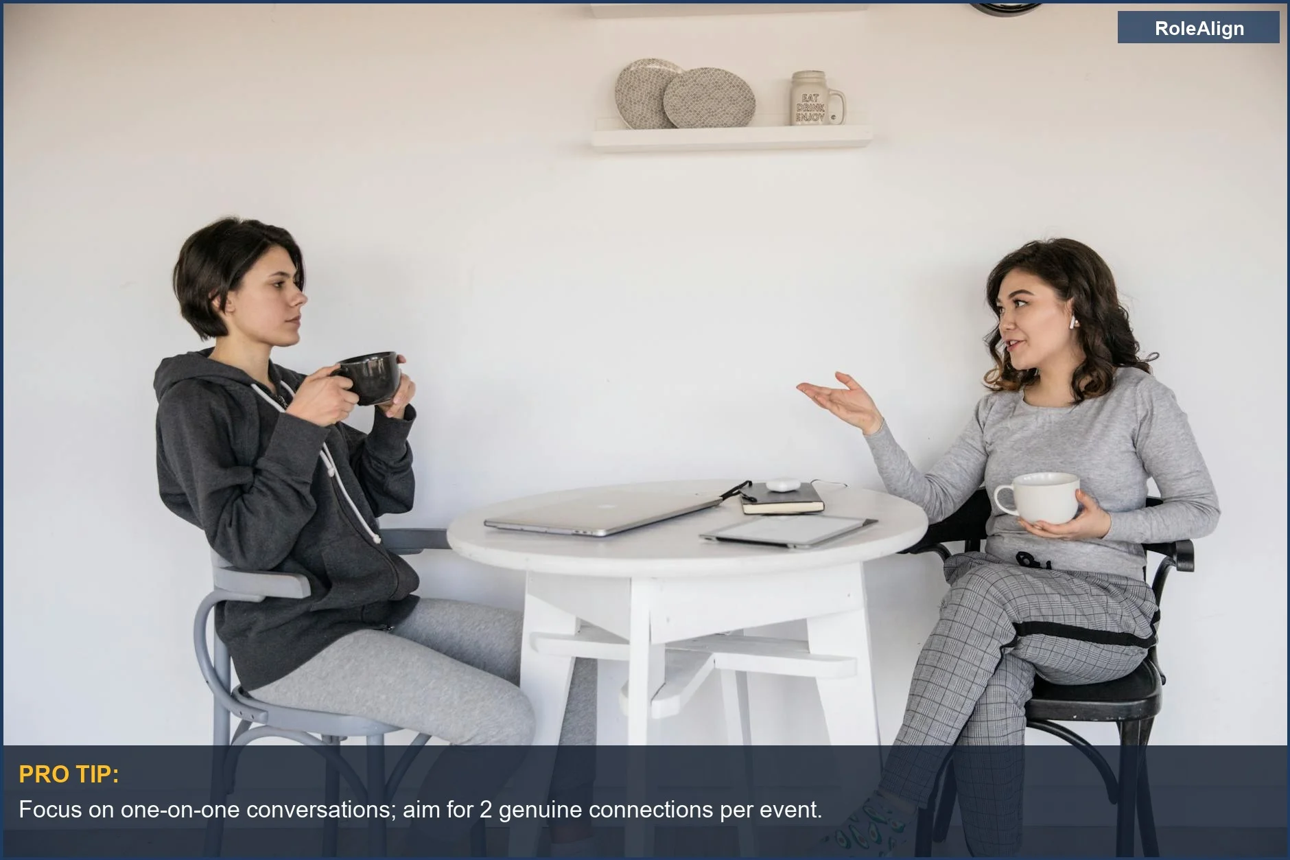 Introverted woman building genuine connections over coffee, a key networking tip for shy people.