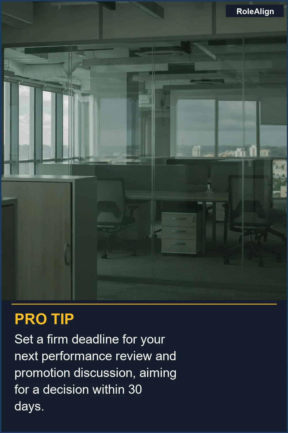 Set a firm deadline for your next performance review and promotion discussion, aiming for a decision within 30 days.