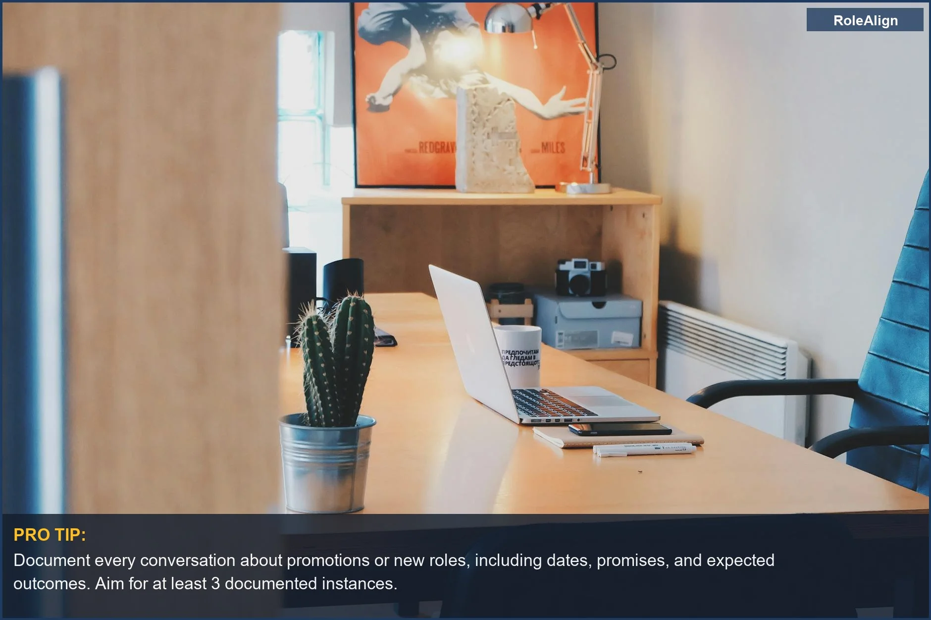 Stylish office desk with cactus and laptop, illustrating false career promises and the feeling of being strung along by a company.