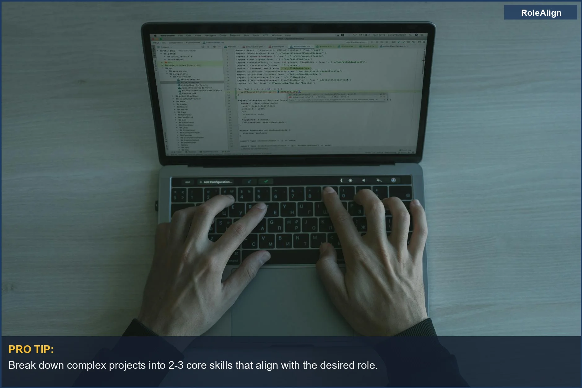 Programmer coding on a laptop, demonstrating how to translate technical skills for new roles.