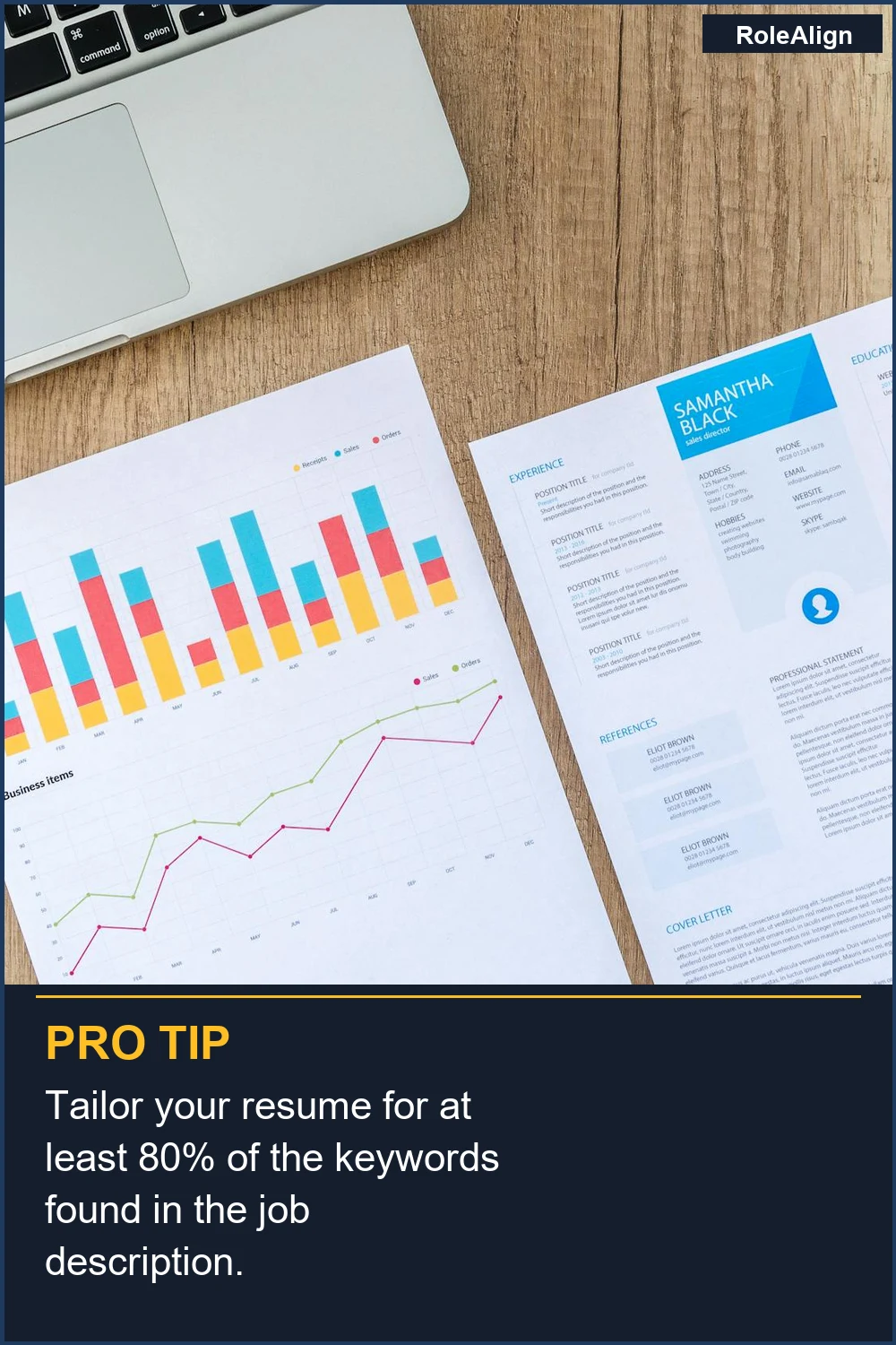 Tailor your resume for at least 80% of the keywords found in the job description.