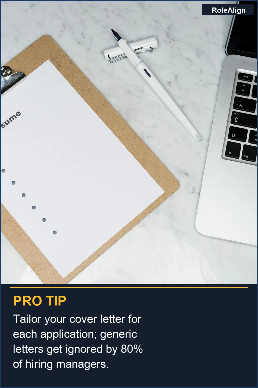 Tailor your cover letter for each application; generic letters get ignored by 80% of hiring managers.