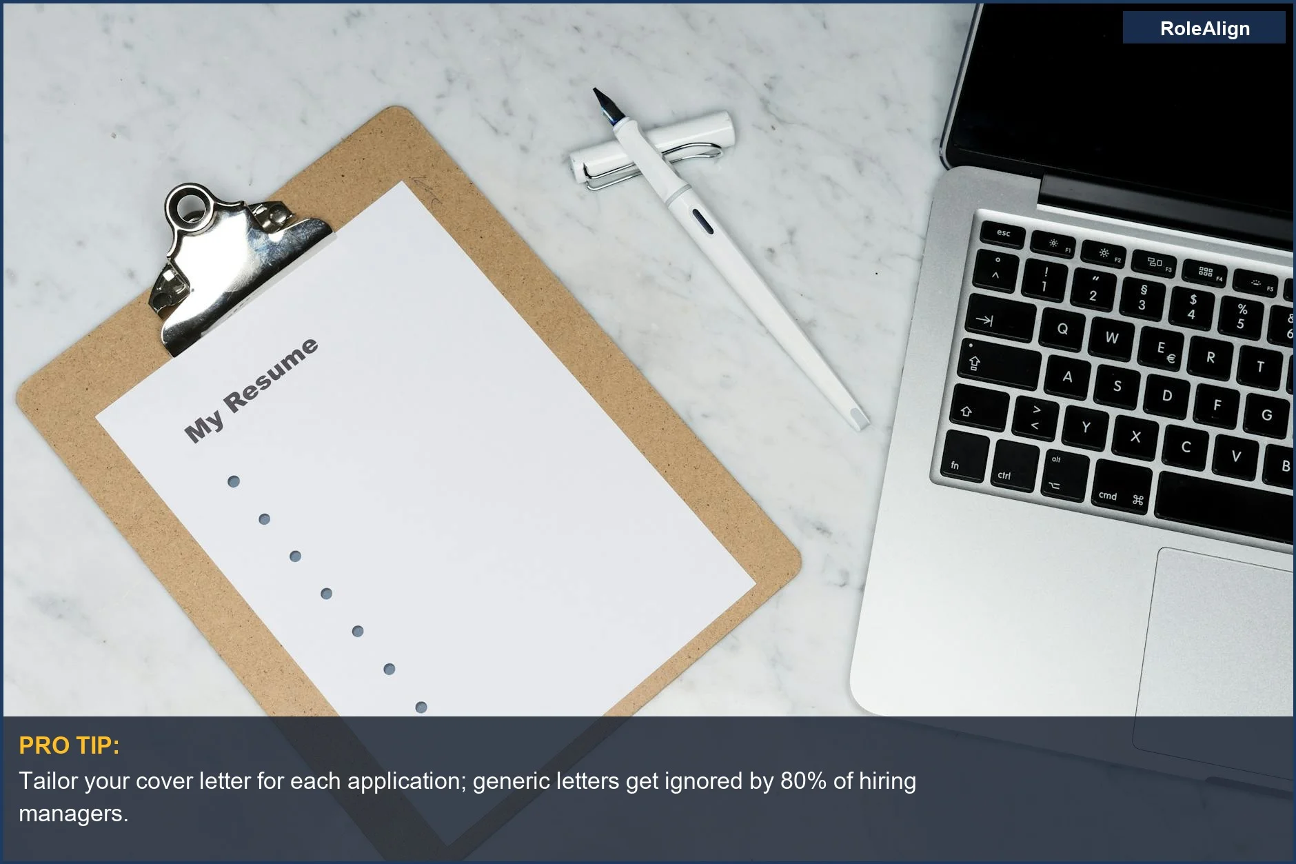 Clipboard with resume and pen, representing essential cover letter tips for job seekers.