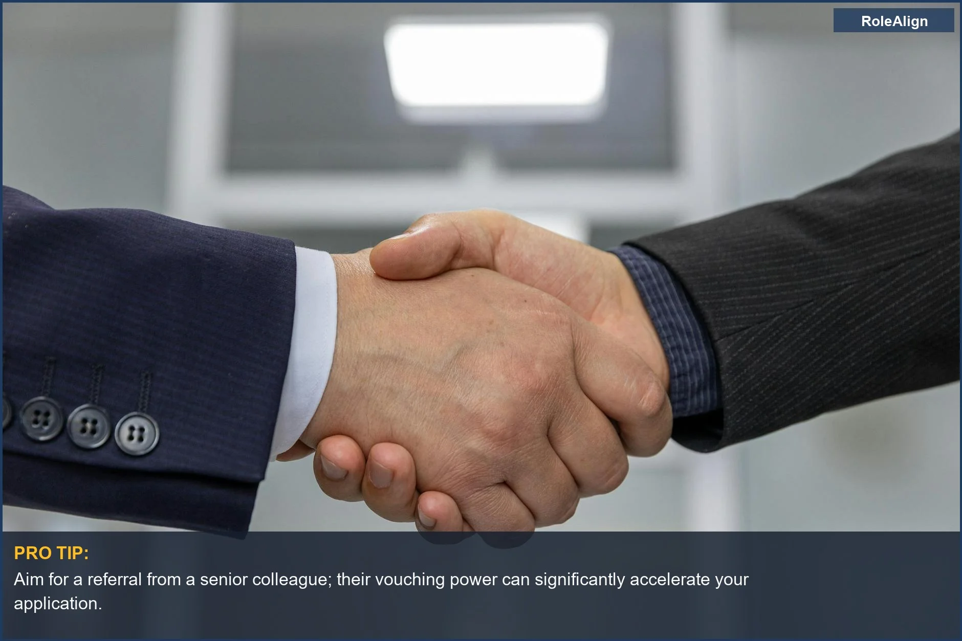 Business handshake signifies a successful partnership, like a strong candidate referral bypassing ATS screening.