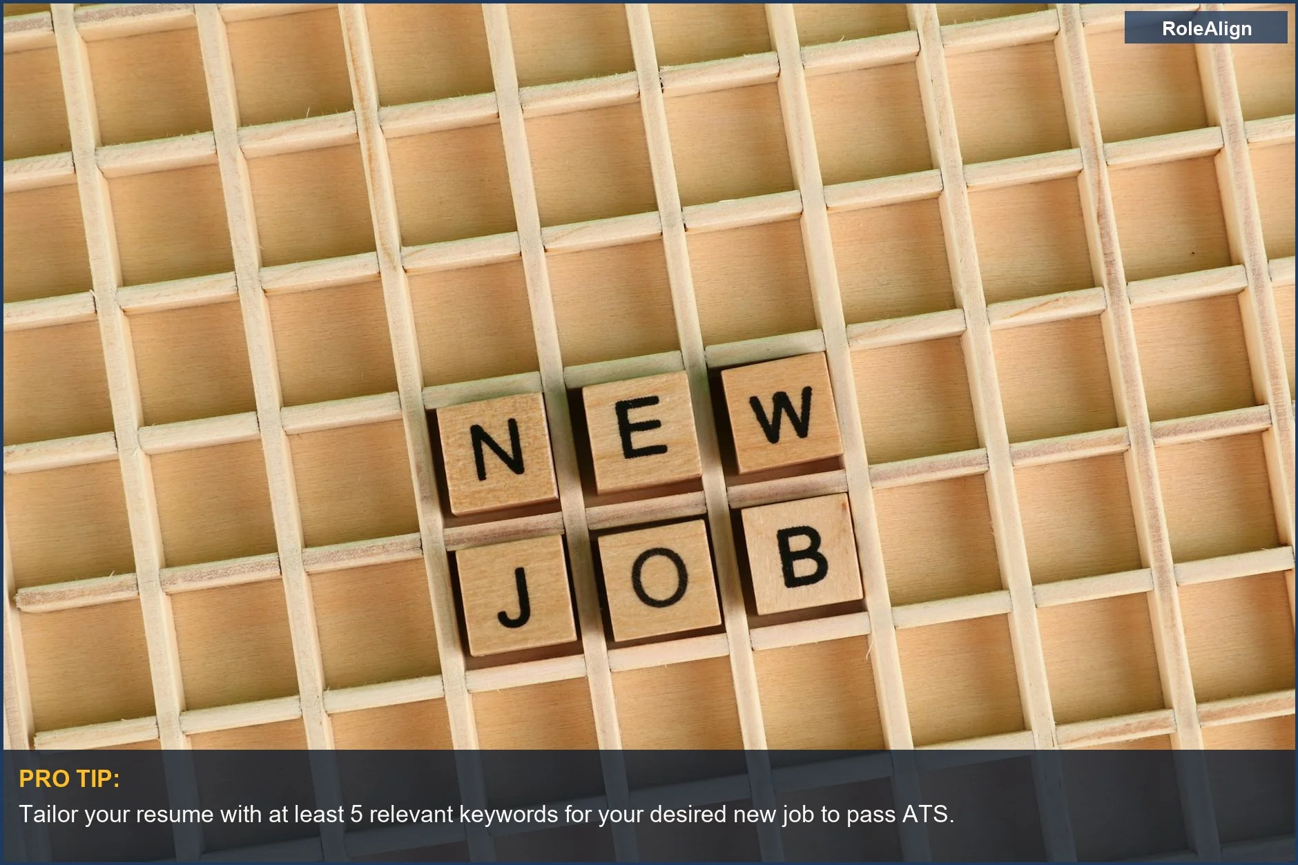 Wooden letter tiles spelling 'NEW JOB' to signify a common career pivot.