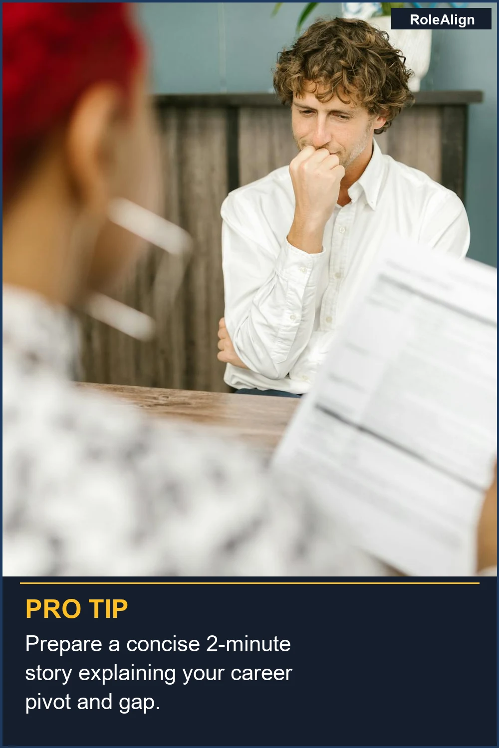 Prepara una historia concisa de 2 minutos explicando tu cambio de carrera y tu laguna.