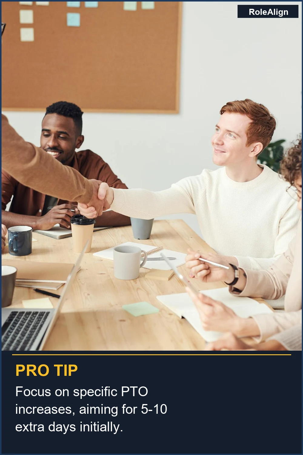 Focus on specific PTO increases, aiming for 5-10 extra days initially.