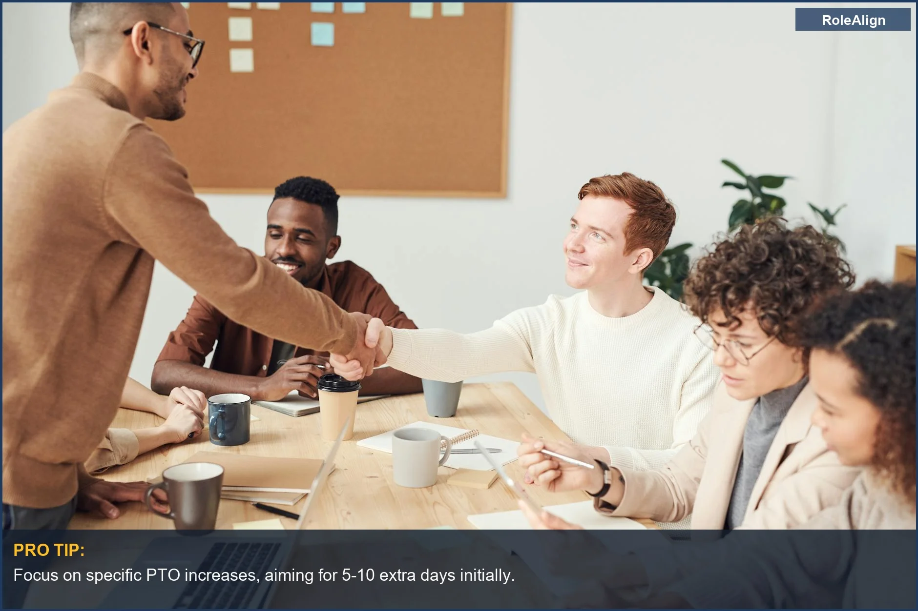 Diverse team collaborating in a modern office, discussing non-salary benefits and flexible work options.
