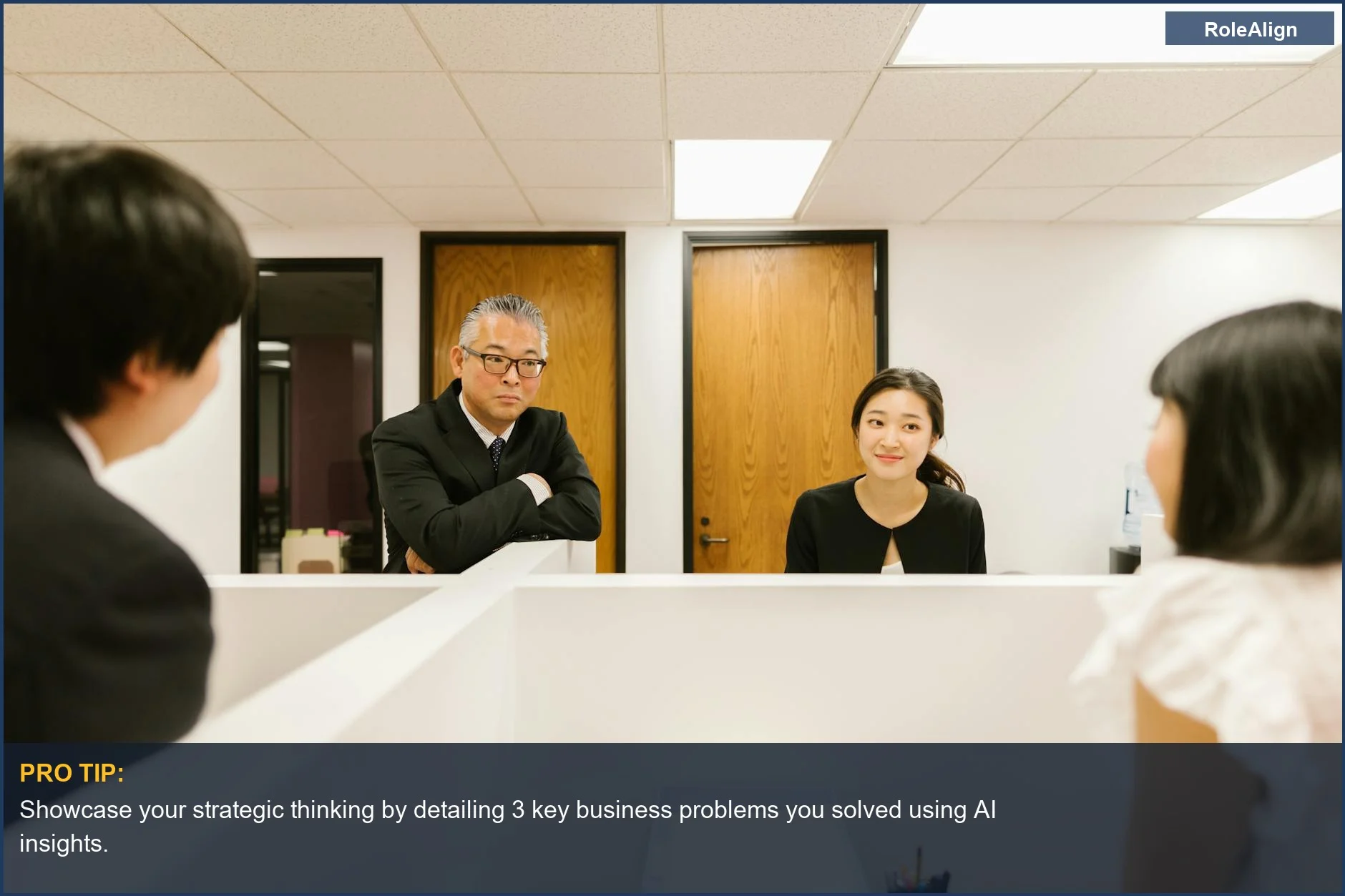 Diverse business professionals collaborating on AI strategy in a modern office, highlighting non technical AI skills.