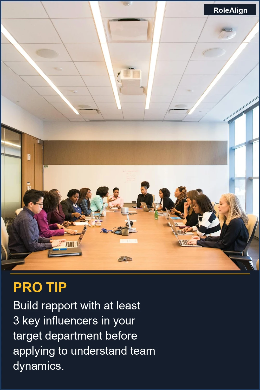 Build rapport with at least 3 key influencers in your target department before applying to understand team dynamics.