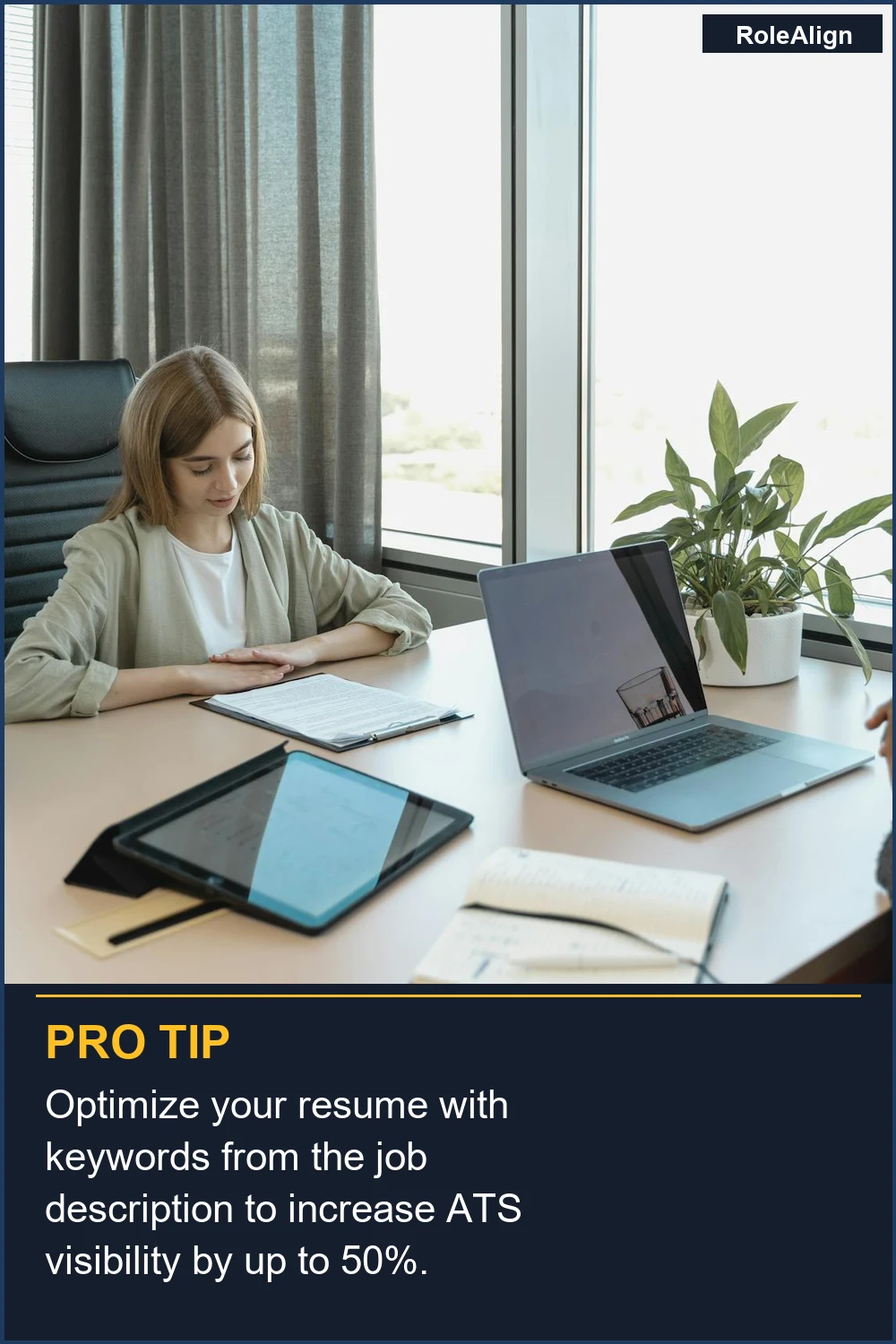 Optimize your resume with keywords from the job description to increase ATS visibility by up to 50%.