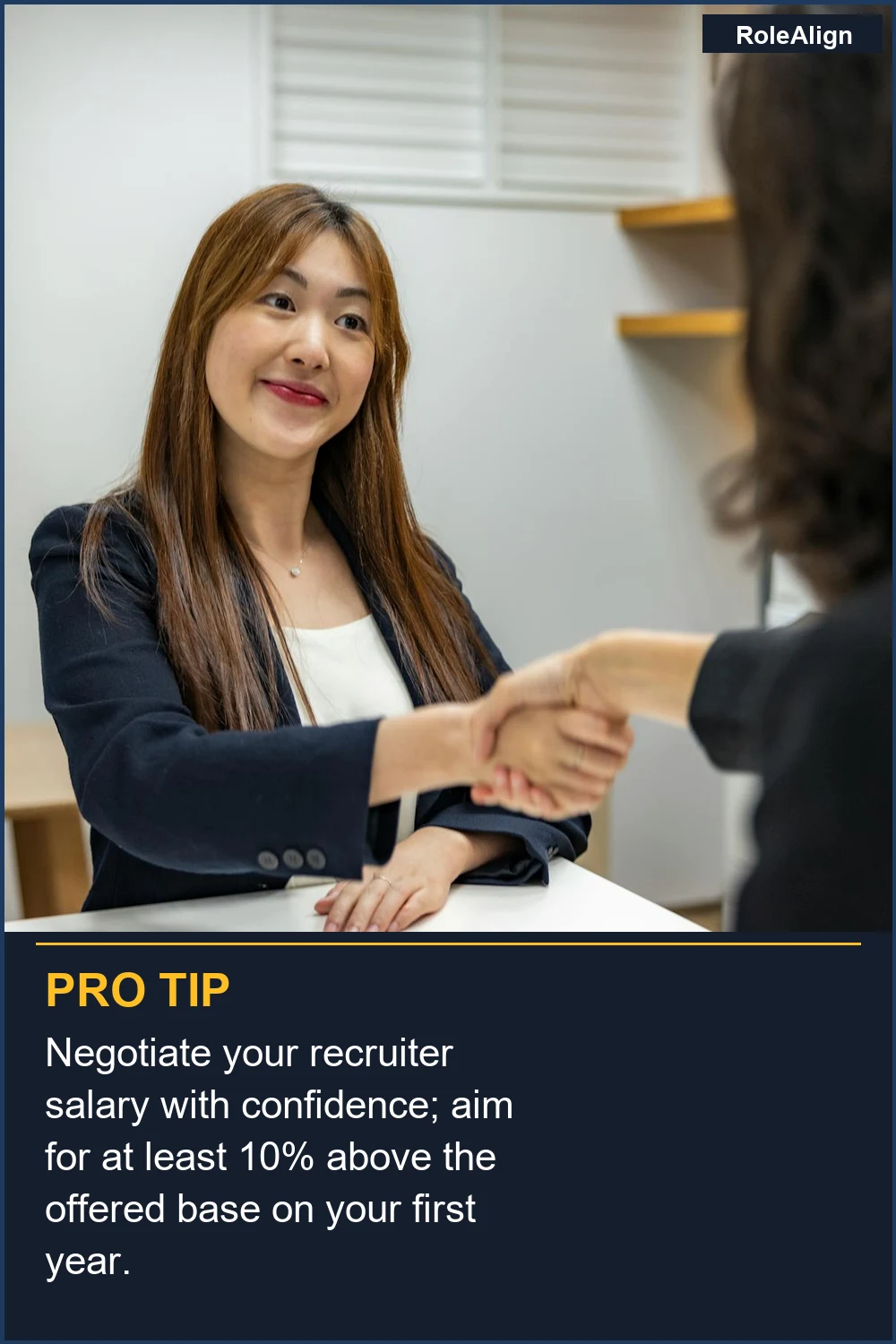 Negotiate your recruiter salary with confidence; aim for at least 10% above the offered base on your first year.