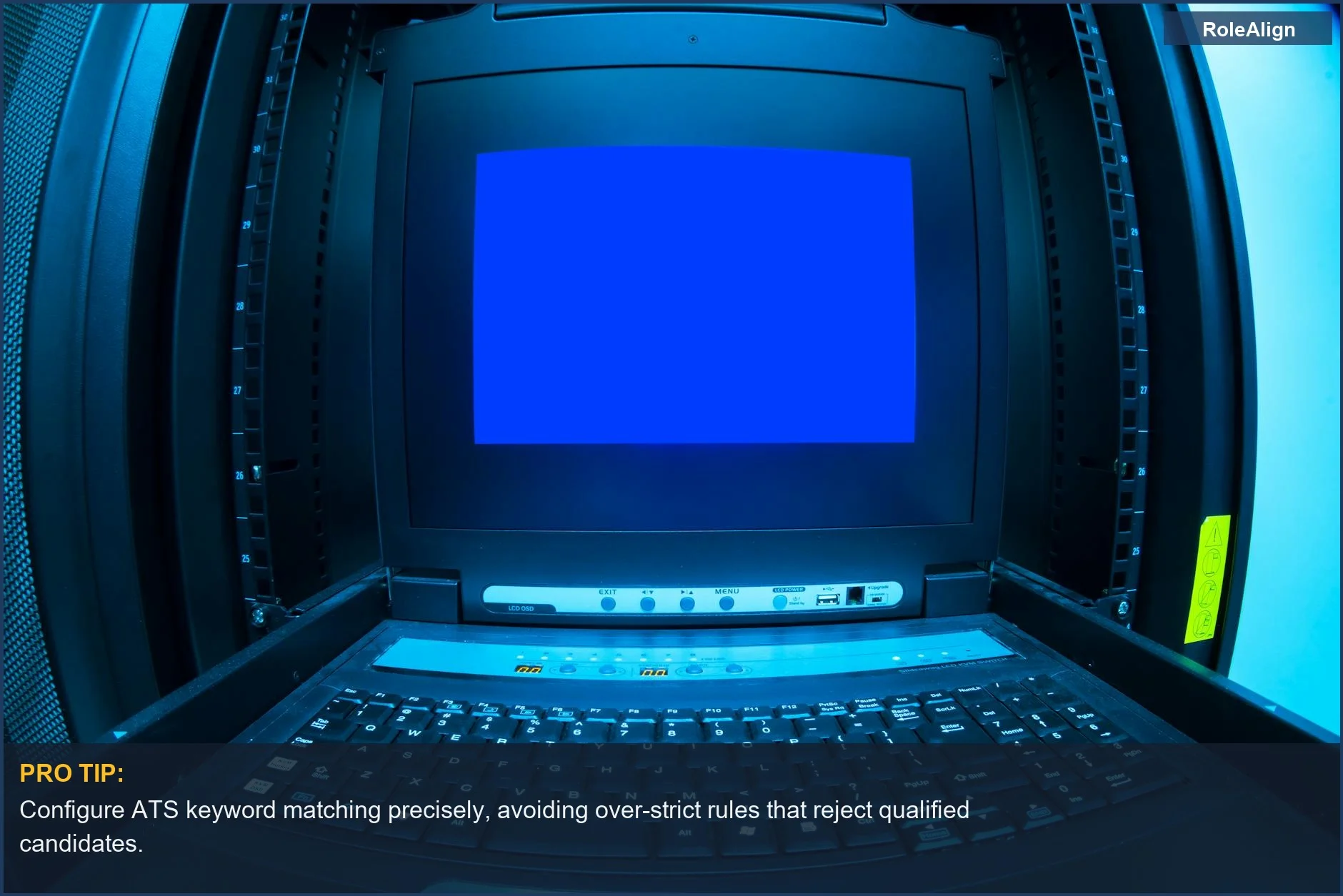 Data center terminal showing a blue screen error, symbolizing major ATS system failures and lost opportunities.