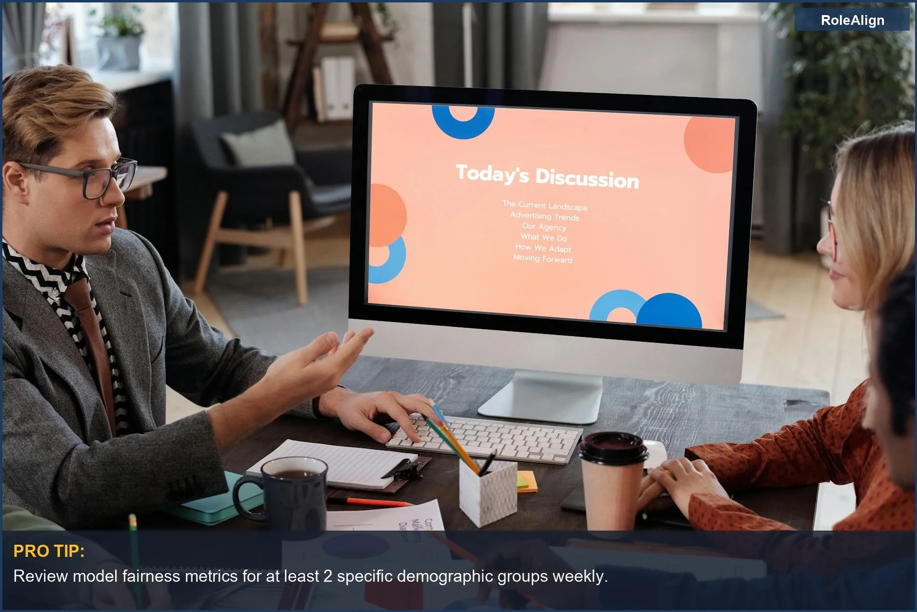 Productive meeting planning AI business trends, mindful of ethical implications.