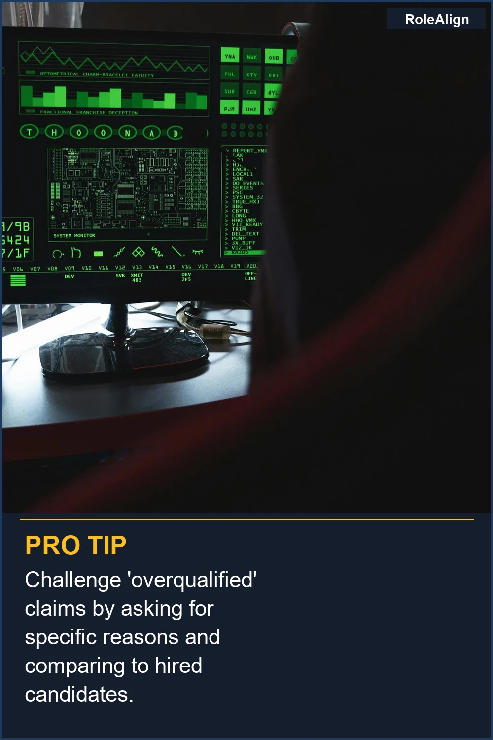 Desafía las afirmaciones de 'sobrecalificado' preguntando las razones específicas y comparando con los candidatos contratados.