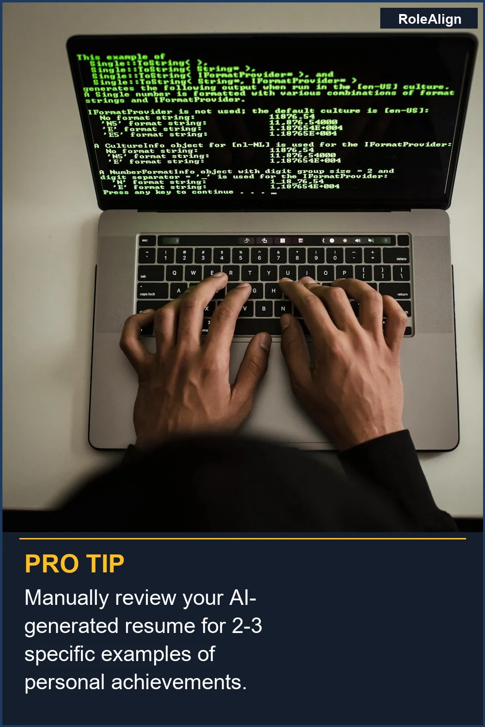 Manually review your AI-generated resume for 2-3 specific examples of personal achievements.