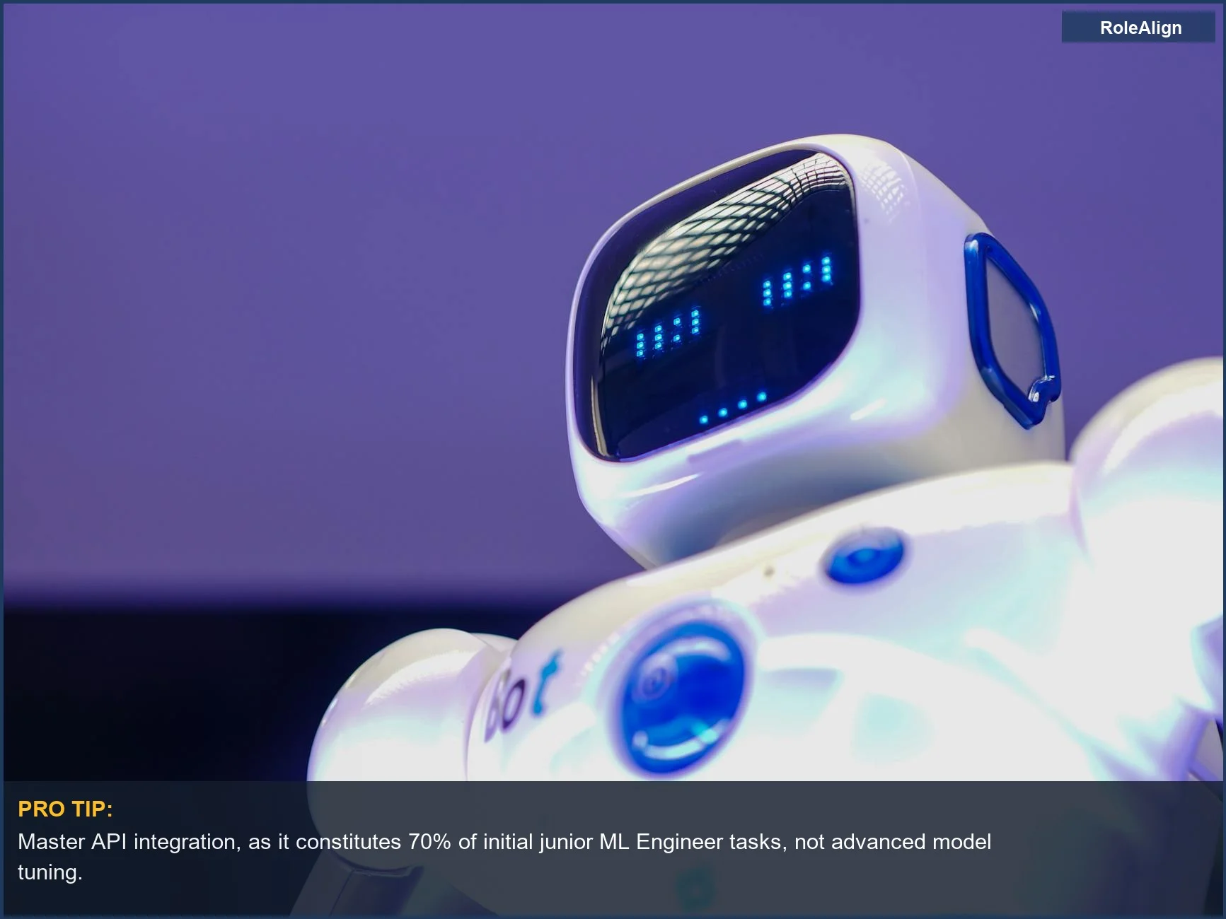 Modern humanoid robot with digital face, symbolizing innovation in the AI specialist's future.