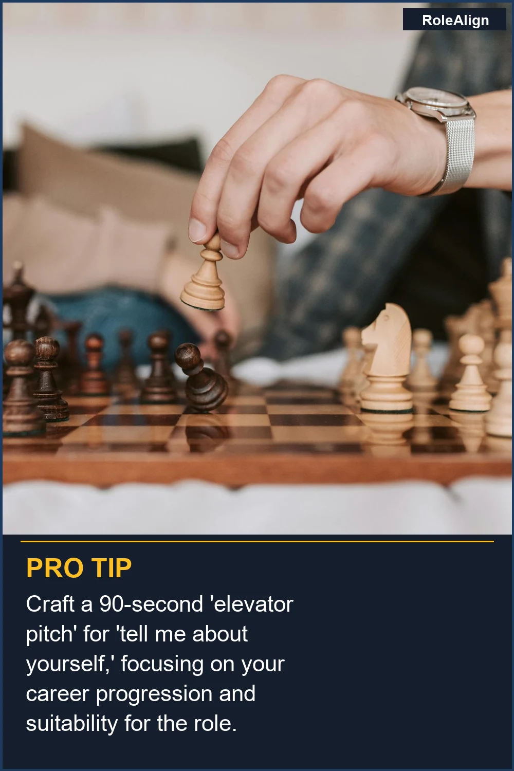 Elabora un 'discurso de ascensor' de 90 segundos para 'háblame de ti', centrándote en tu progresión profesional y idoneidad para el puesto.