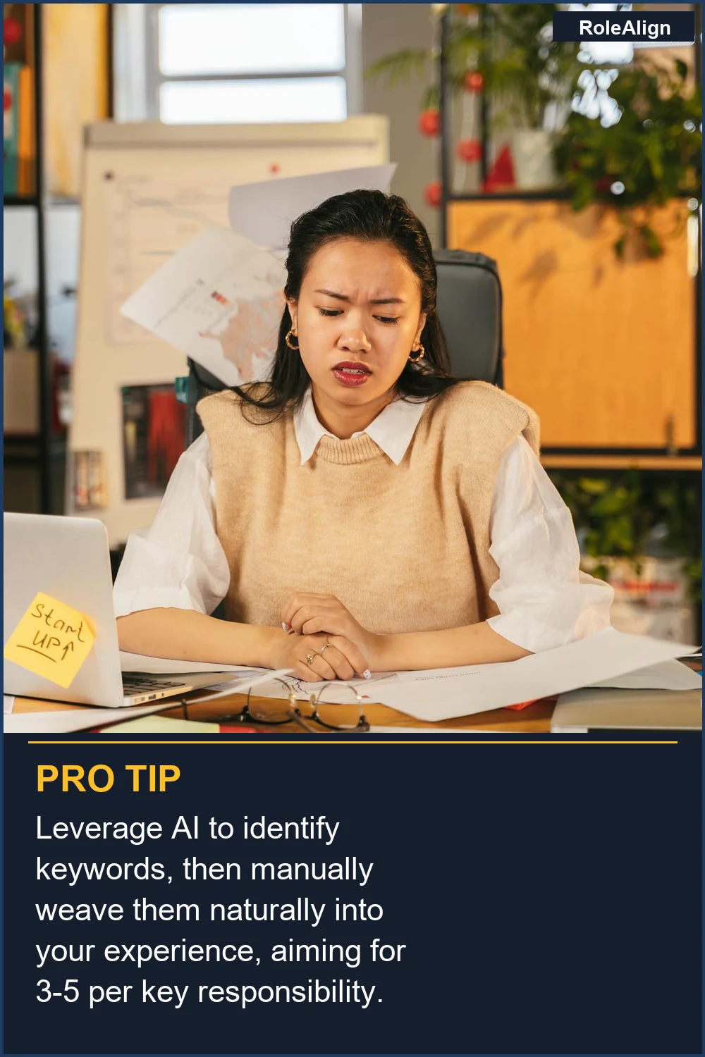 Leverage AI to identify keywords, then manually weave them naturally into your experience, aiming for 3-5 per key responsibility.