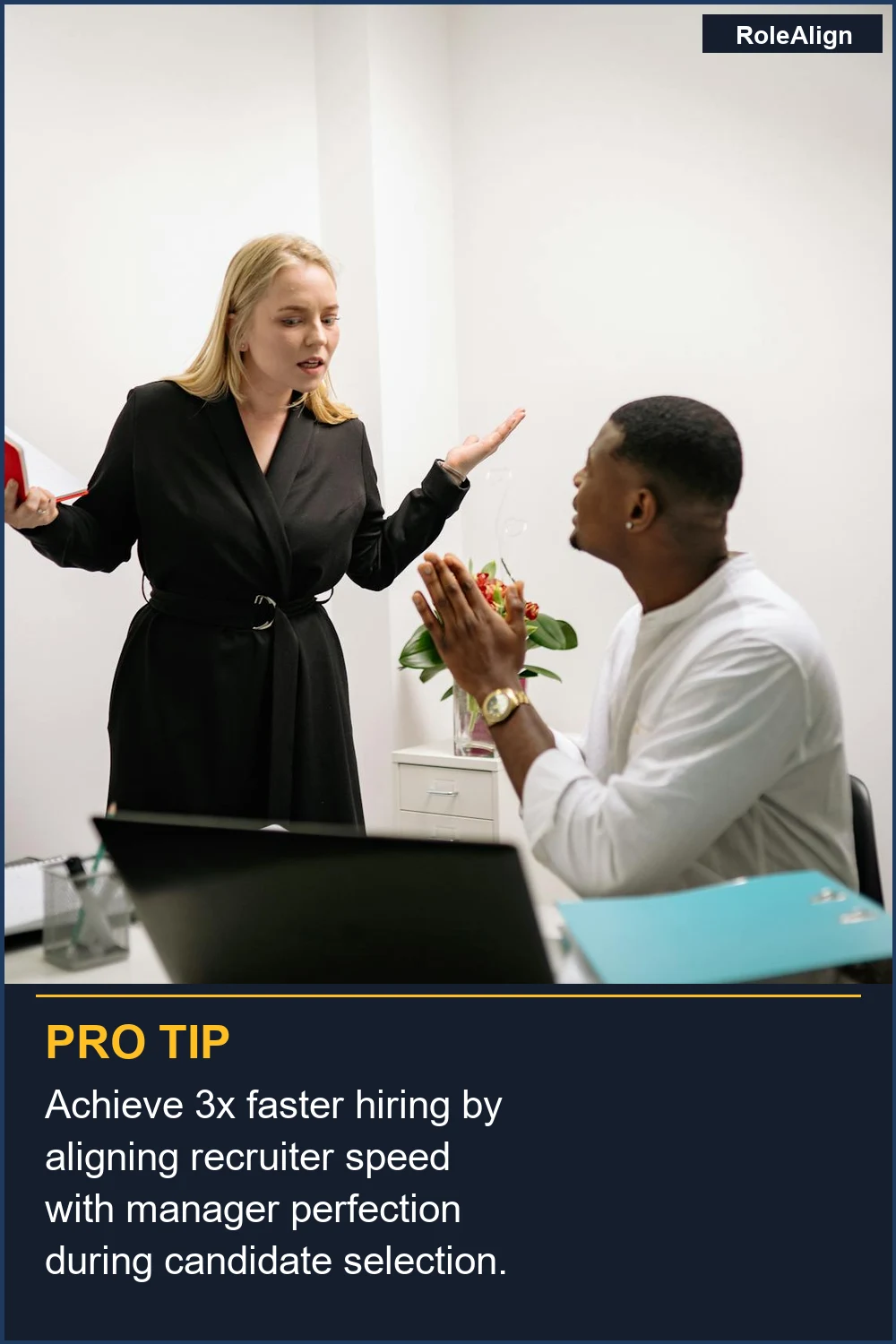 Logra una contratación 3 veces más rápida alineando la velocidad del reclutador con la perfección del gerente durante la selección de candidatos.