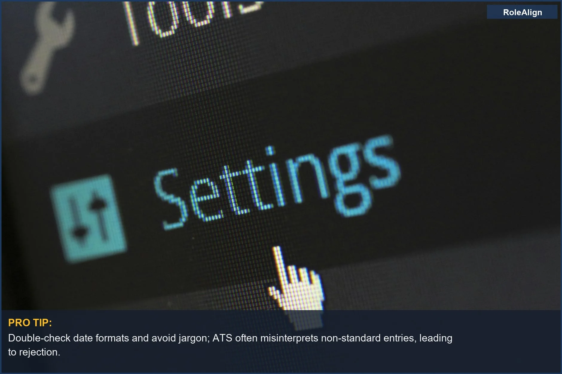 Computer screen settings with a cursor show how small details impact ATS resume parsing.