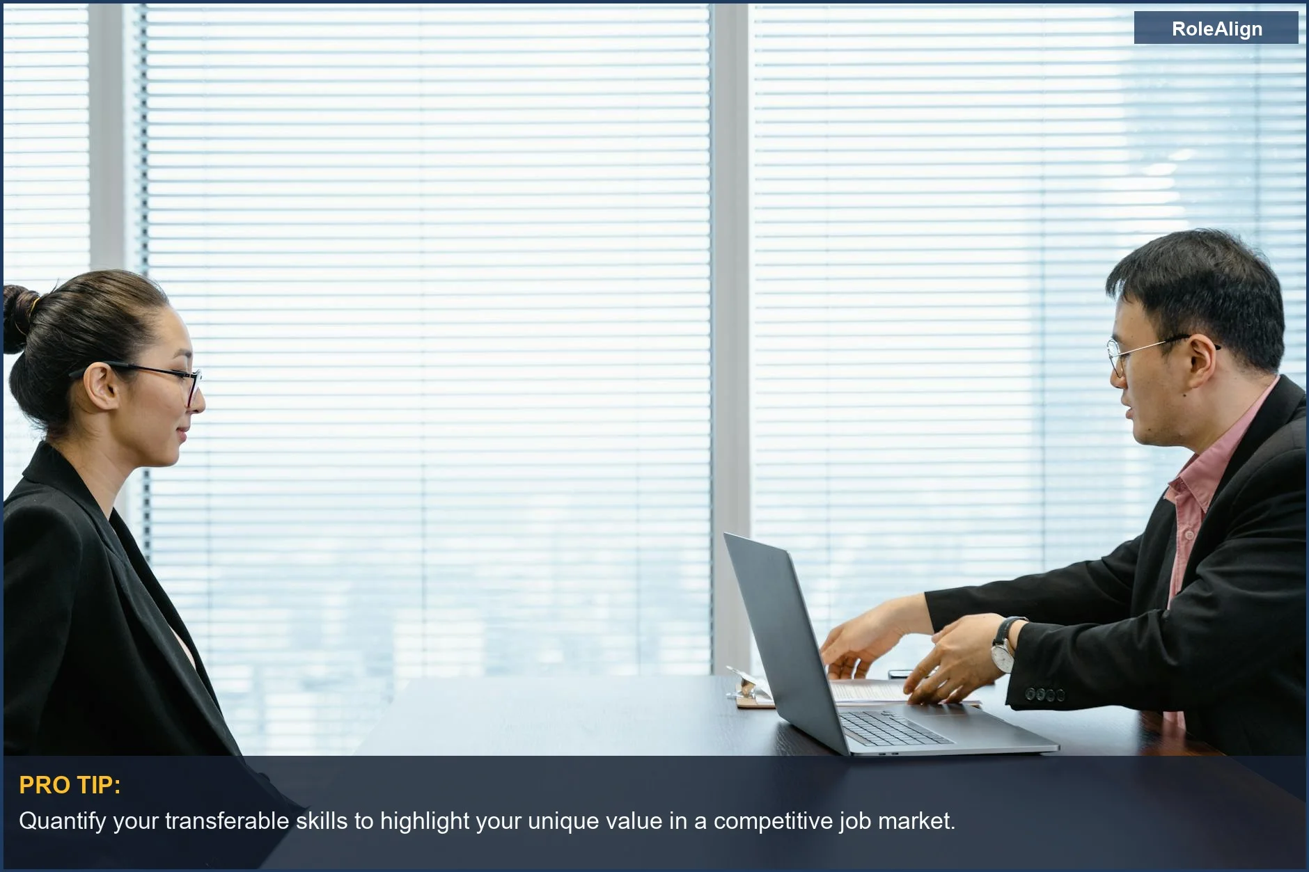 Professionals in job interview, exploring unexpected career pathways with AI insights.